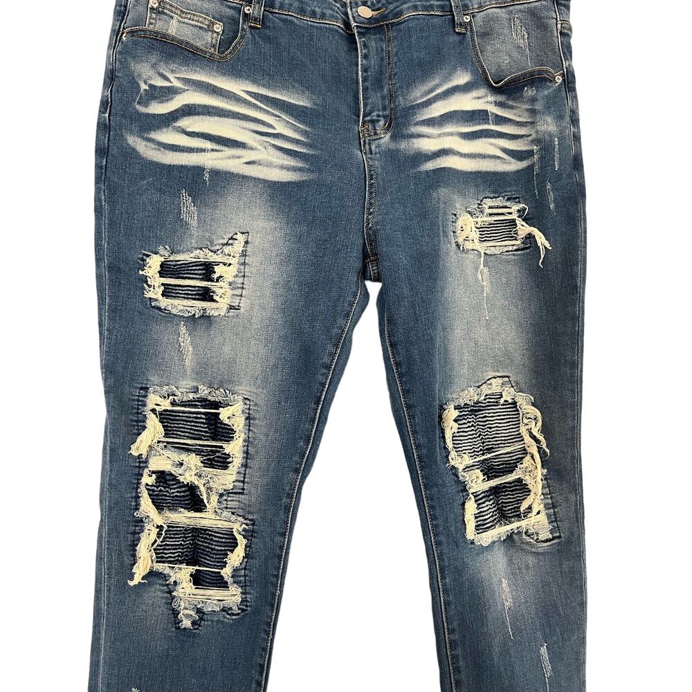 AMIRI Denim Jeans Sz 40 Distressed Ripped Repair Patched - Picture 3 of 10